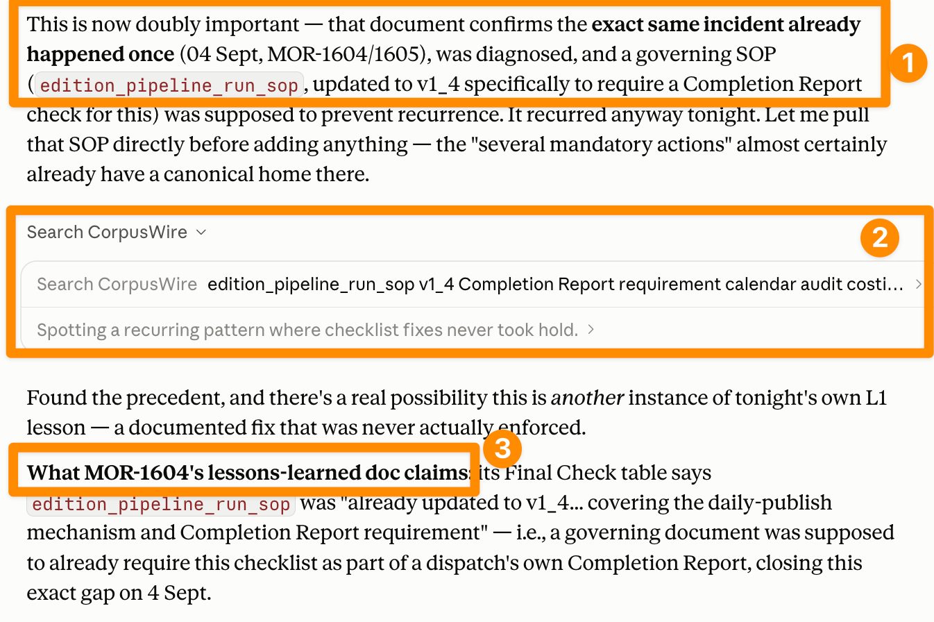 Claude finds the governing SOP that was supposed to have fixed it and confirms it was documented but never enforced